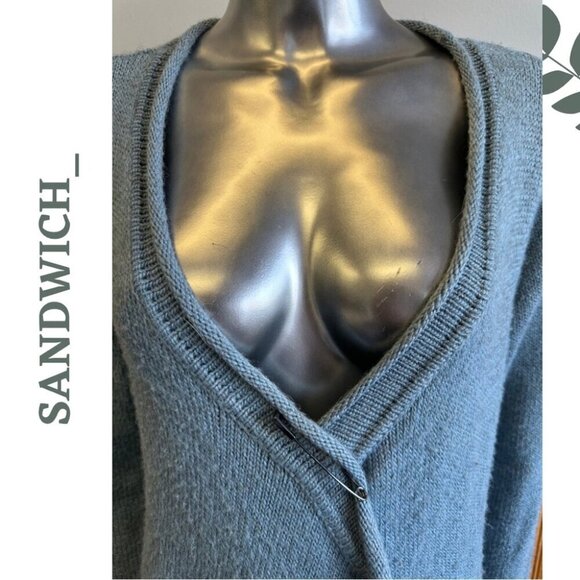 Samdwich_ Green Blue Long Sleeve Long Cardigan Sweater Fringe Size Small - Picture 5 of 7